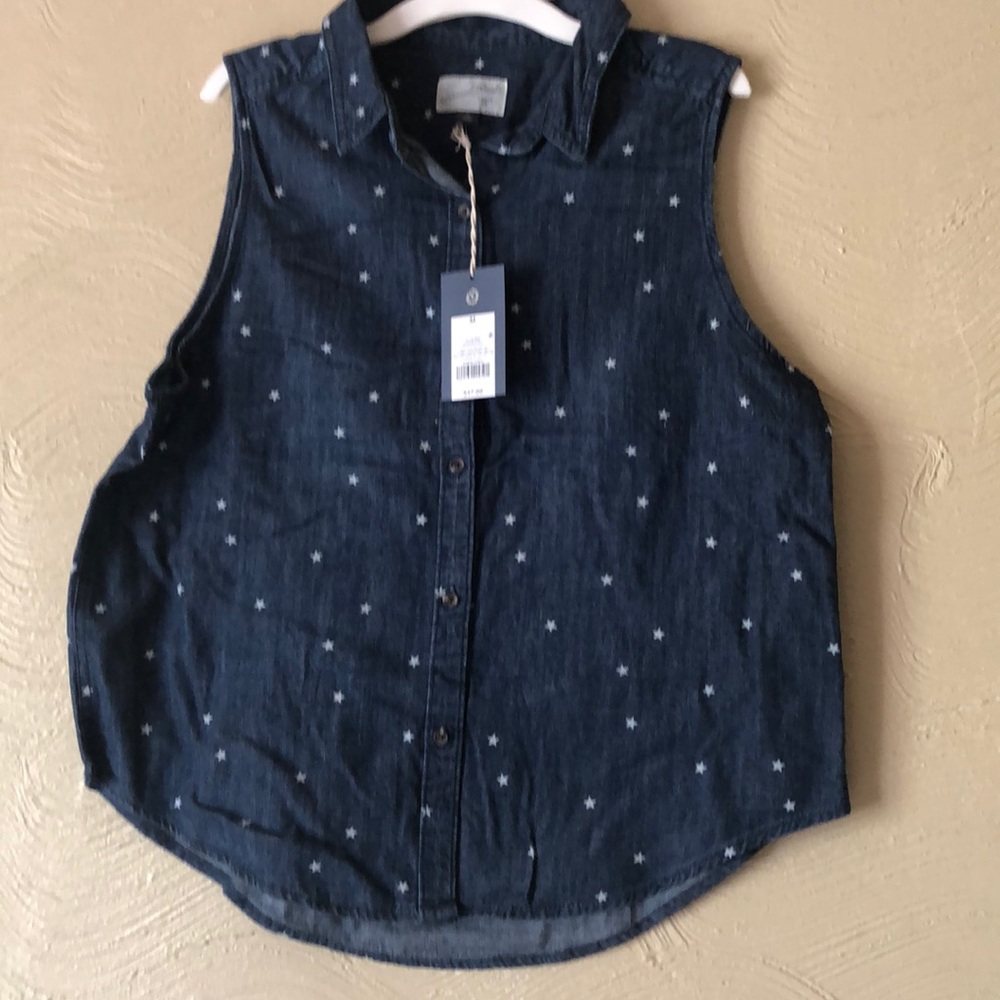 New Chambray Top no sleeve shirt, vest s.M Stars - Picture 4 of 7